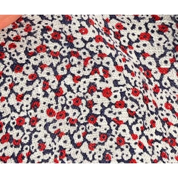 FRANK & EILEEN Sz L Large Blue Red Floral Mary Shirt Dress Linen Long Sleeve - Picture 5 of 10